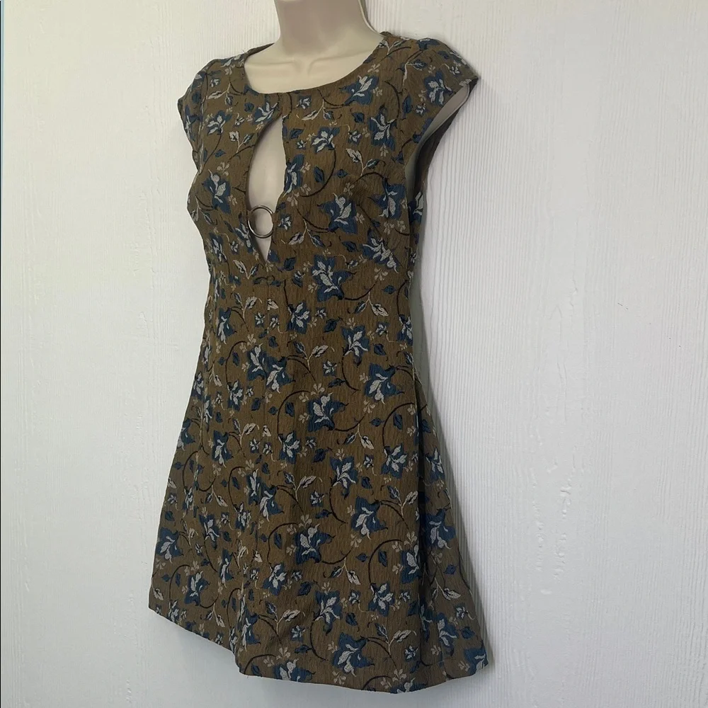 Free People - Say Yes Textured Colorful Keyhole Short Sleeve Mini Dress Size 6